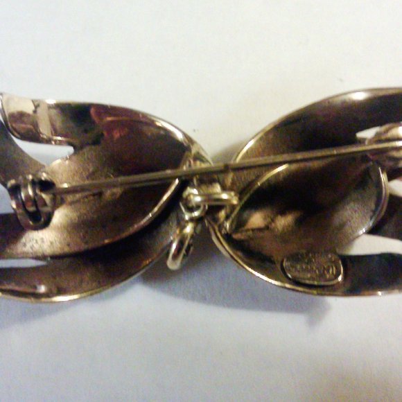 Gold Tone Bow Brooch Grosse 1964 Made in Germany - Picture 4 of 7
